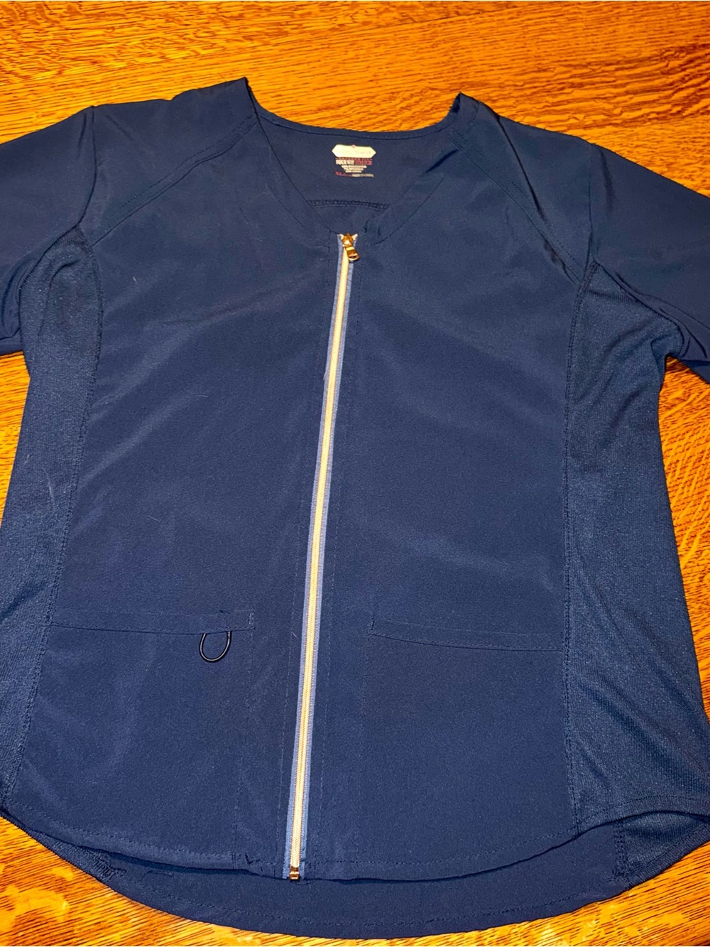 Scrub Navy Blue Zip-Front Active
